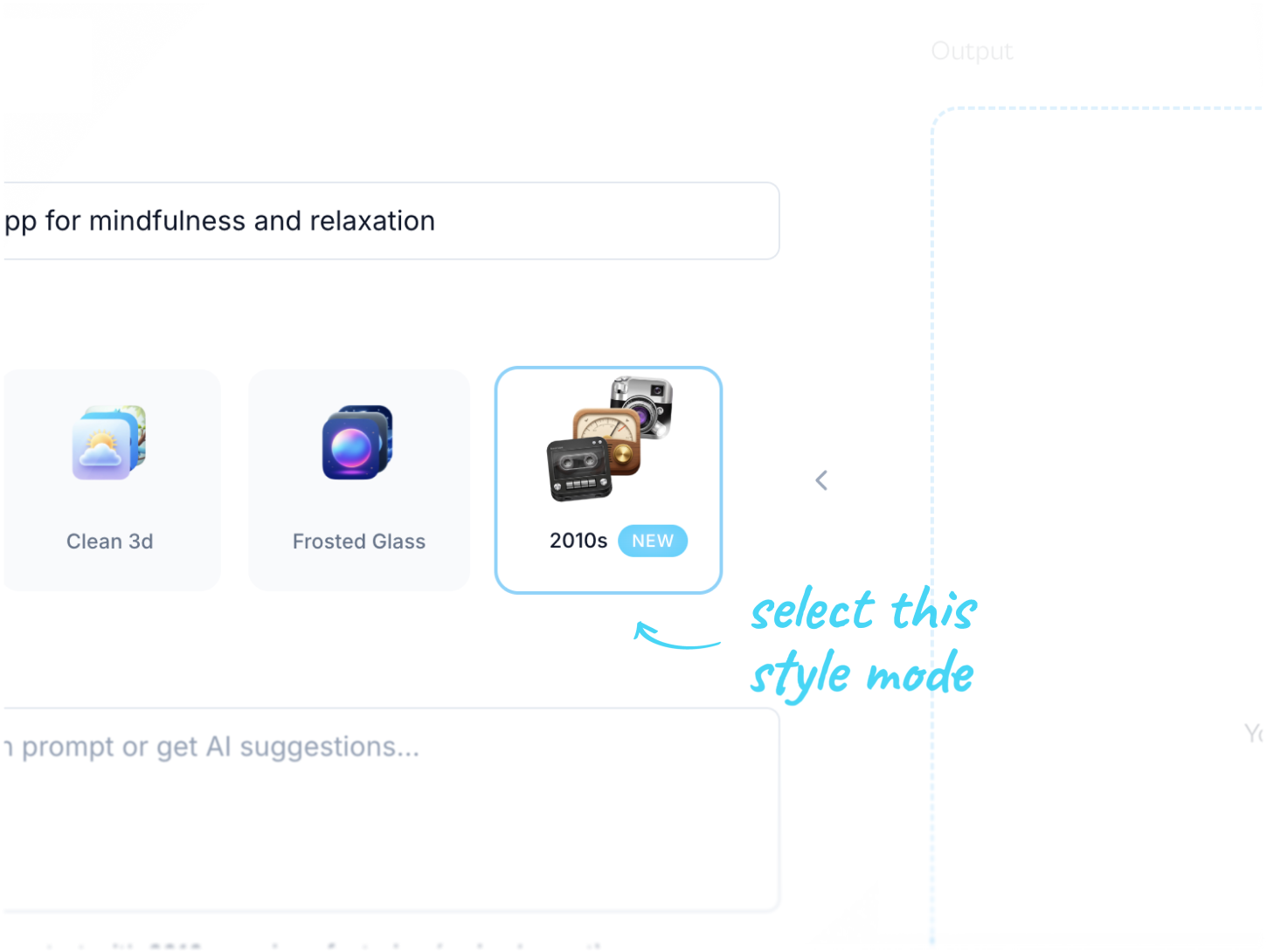 Select the 2010s style mode in IconCraft