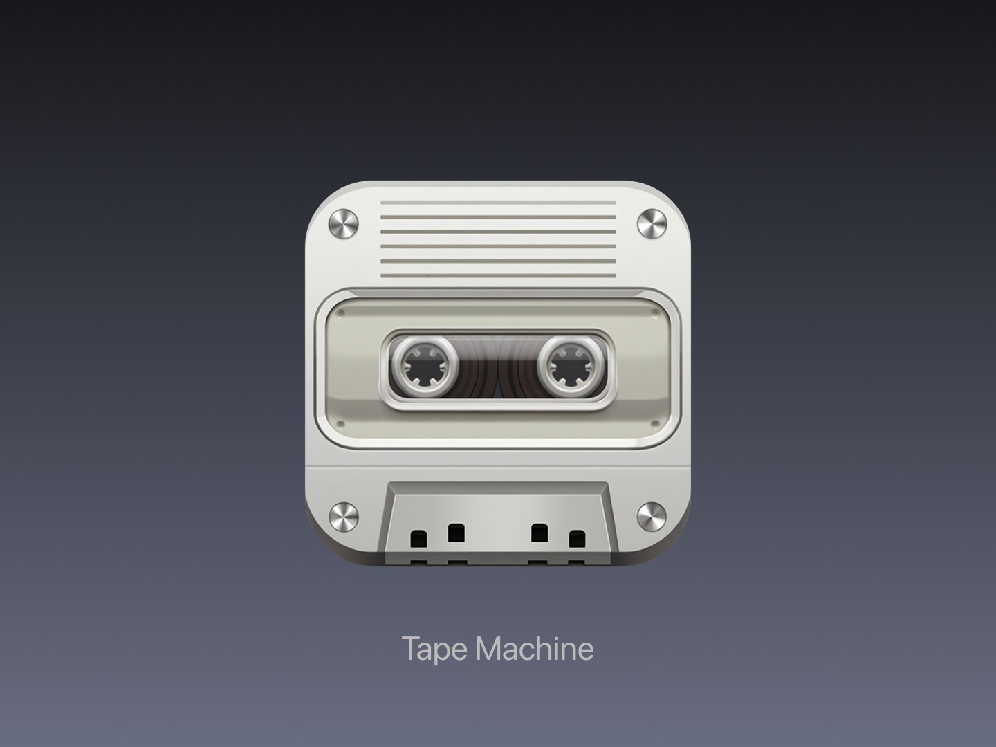 Tape Machine - Retro cassette recorder icon with realistic metal and plastic